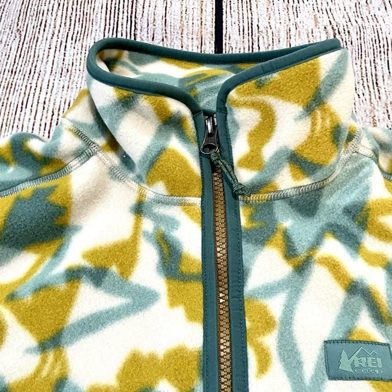 REI Trailmade Fleece Jacket Ecru Riverside Women’s Small NWT Green & Yellow NEW