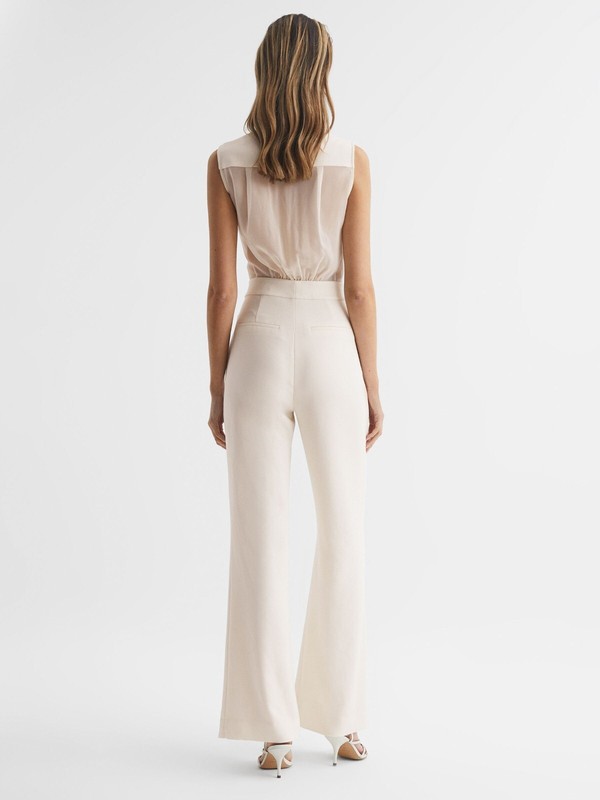 REISS DANI TUXEDO JUMPSUIT In IVORY/BEIGE UK Size 6-14