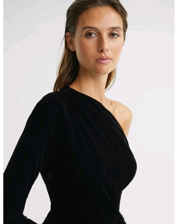 Reiss Ladies Ella Fitted Velvet Jumpsuit Black Size 12