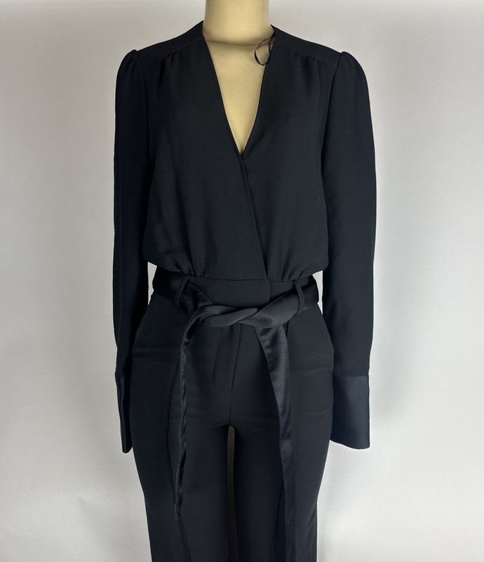 REISS Luka Tux Jumpsuit Women’s US Size 4 Black Wide Leg