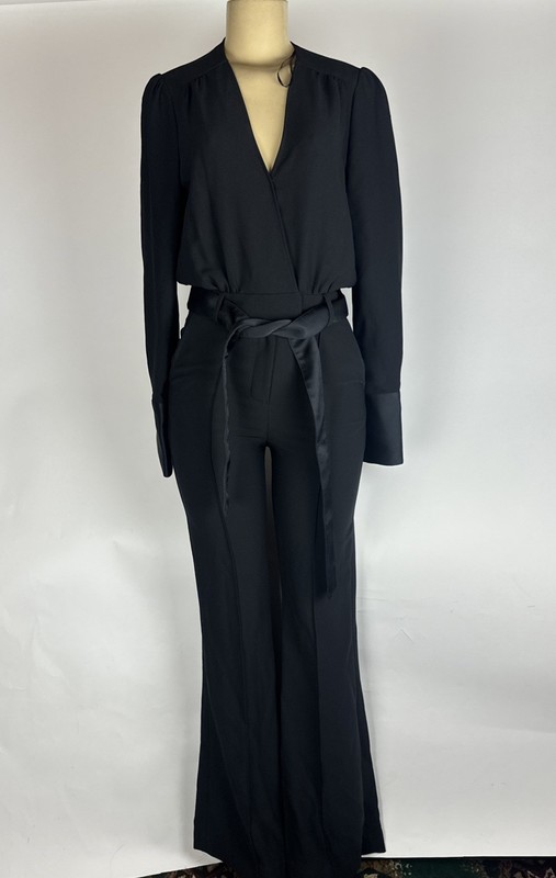 REISS Luka Tux Jumpsuit Women’s US Size 4 Black Wide Leg