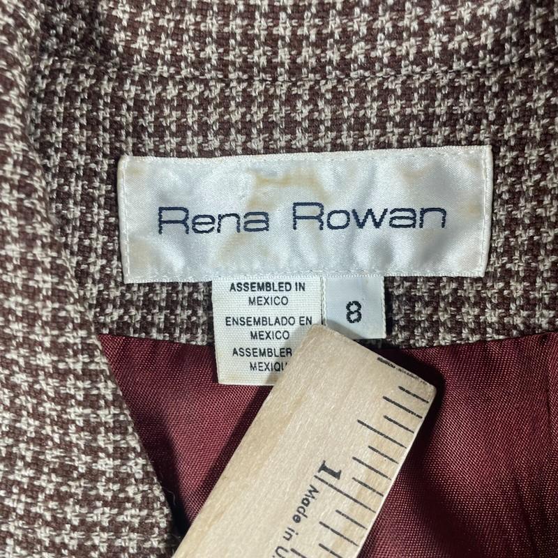 Rena Rowan Coat Womens 8 Brown Double Breasted Wool Blend Blazer Schoolboy 90s