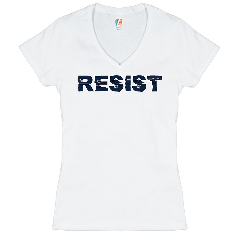 Resist Women's V-Neck T-shirt Anti Biden Sleepy Joe Pro Trump Conservative Tee