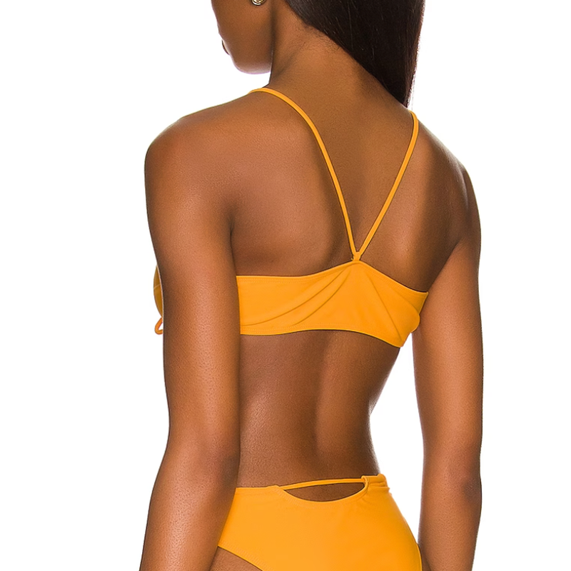 Revolve Bright Orange String Bikini Top SMALL Triangle Lovewave Lace Up $88 NEW