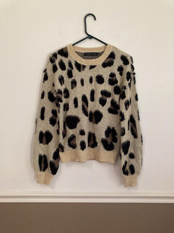 Revolve House Of Harlow Leopard Sweater SMALL Wool Blend Animal Print