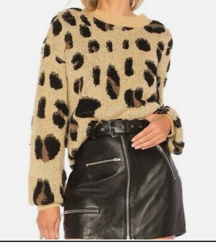 Revolve House of Harlow Leopard Sweater SMALL Wool Blend Animal Print