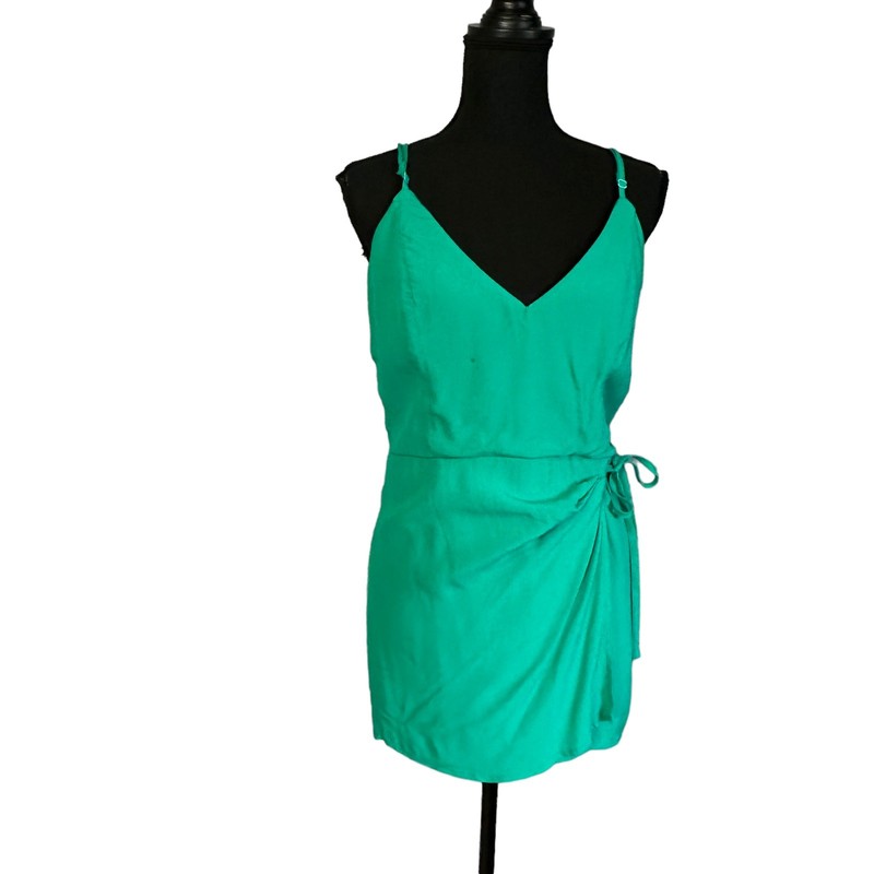 Revolve Superdown Kelly Green Wrap Romper XS Wide Leg Resortwear Karen $72 NEW