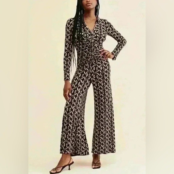 Revolve X Free People Shayla Long Sleeve Wide Leg Jumpsuit In Black Combo Medium