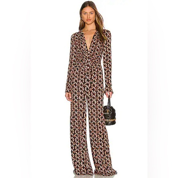 Revolve x Free People Shayla Long Sleeve Wide Leg Jumpsuit in Black Combo Medium