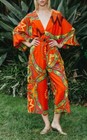 Rhode Resort Blake Printed Jumpsuit Dress Wide Leg Playsuit Red Cotton S 205850