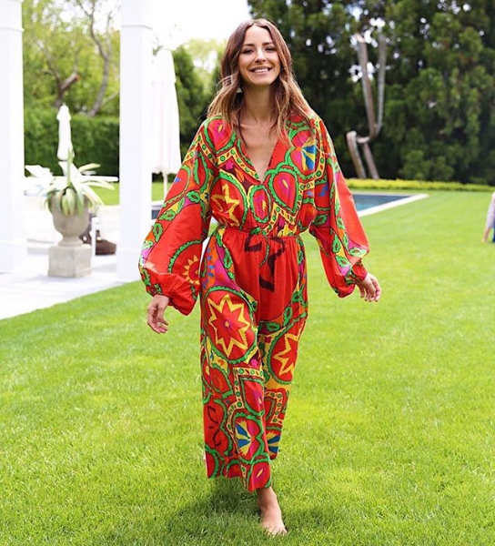 Rhode Resort Blake Printed Jumpsuit Dress Wide Leg Playsuit Red Cotton S 205850