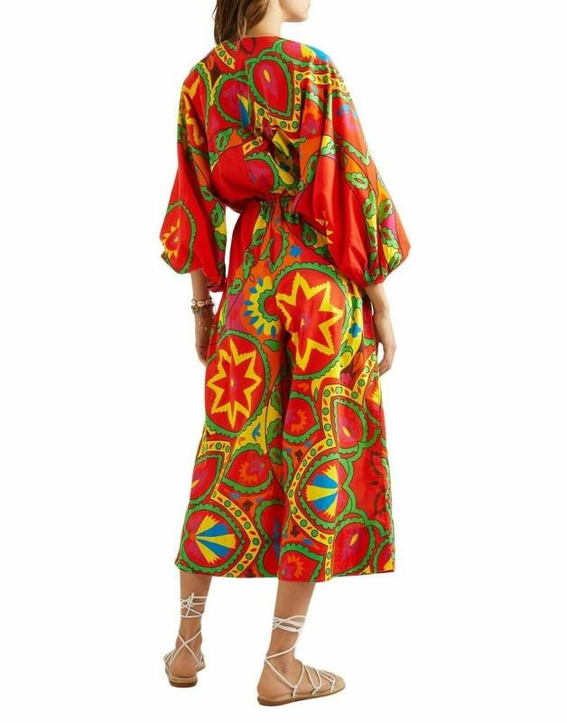 Rhode Resort Red Blake Printed Cotton-voile Jumpsuit Dress Beach S NWT 205097