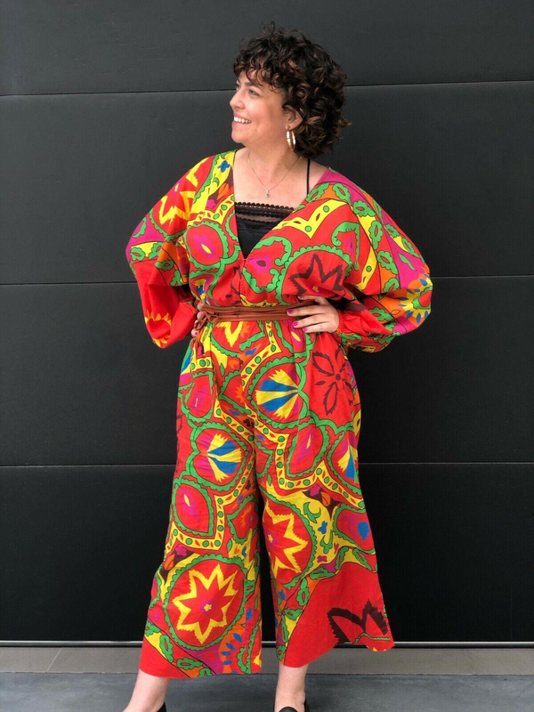 Rhode Women's Red Blake Printed Cotton-Voile Jumpsuit Dress One-Piece S 265675