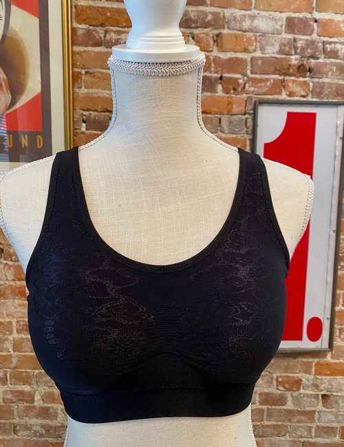 Rhonda Shear Black Jacquard Ahh Bra Removable Pads New