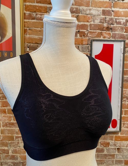 Rhonda Shear Black Jacquard Ahh Bra Removable Pads New