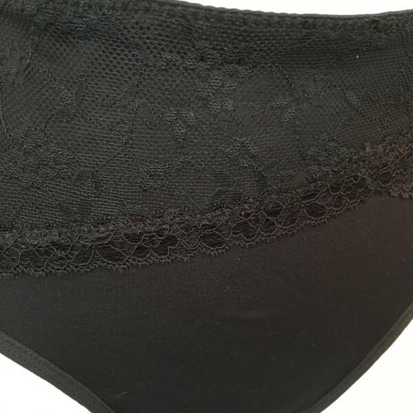 Rhonda Shear Black Seamless Lace Overlay Brief Panty New