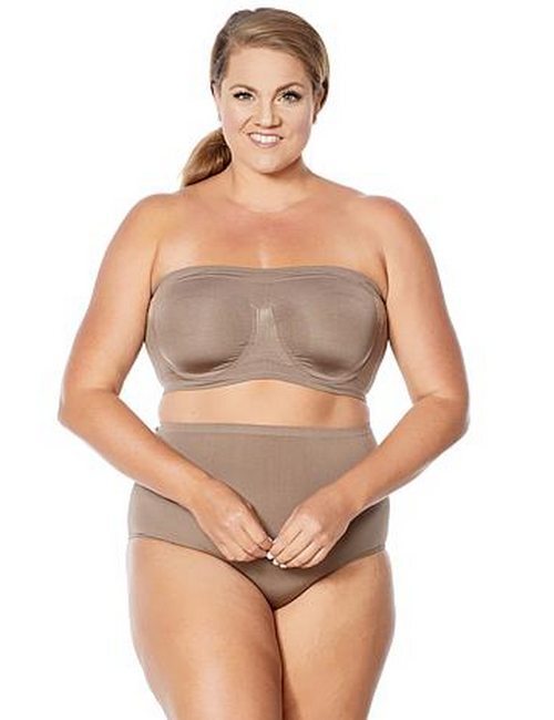 Rhonda Shear Black Underwire Removable Pads Strapless Bandeau Bra New