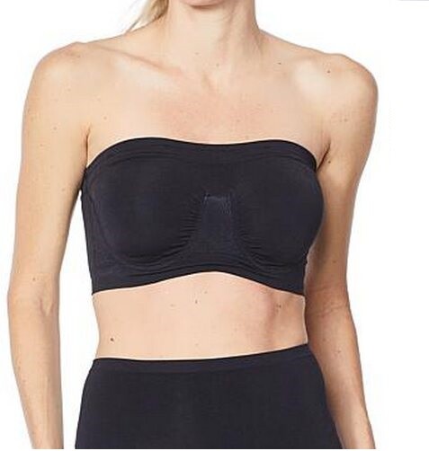 Rhonda Shear Black Underwire Removable Pads Strapless Bandeau Bra New