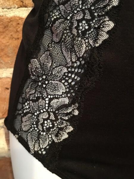 Rhonda Shear Mocha Seamless Lace Trim Retro Style Brief Panty New