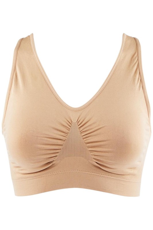 Rhonda Shear Seamless Racerback Ahh Bra Beige