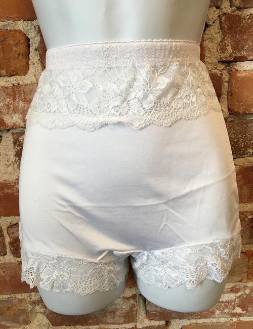 Rhonda Shear White Pinup Panty Lace Trim Retro Panties New