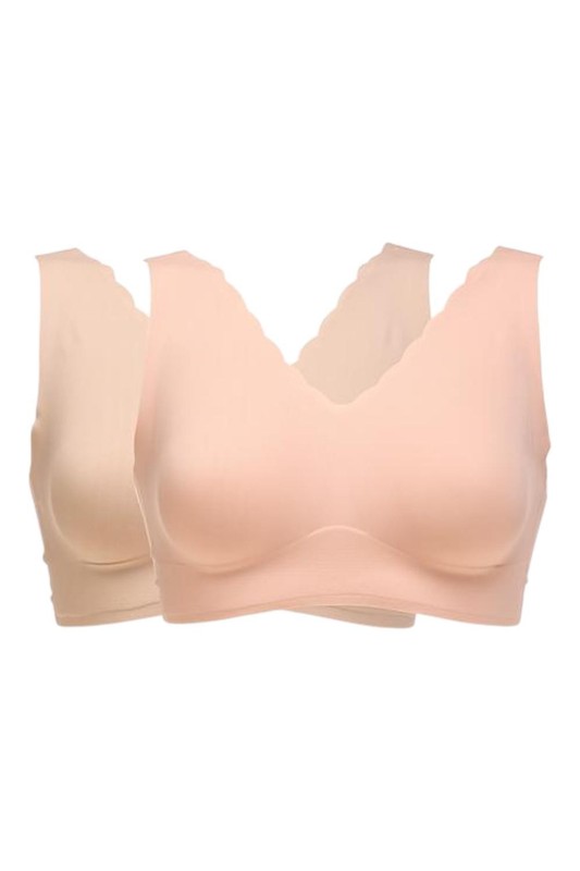 Rhonda Shear Women's 2pc Invisible Edge Bra w/Scallop Beige/Pink Beige