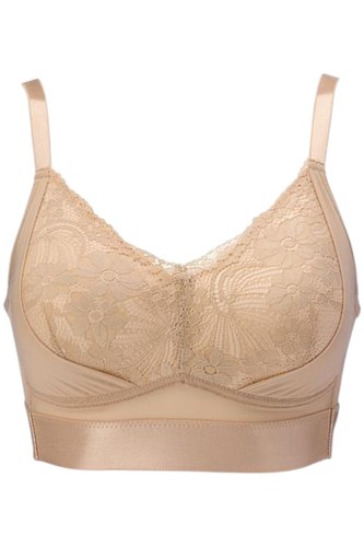 Rhonda Shear Women's Two-Tone Lace Molded Cup Bra Beige