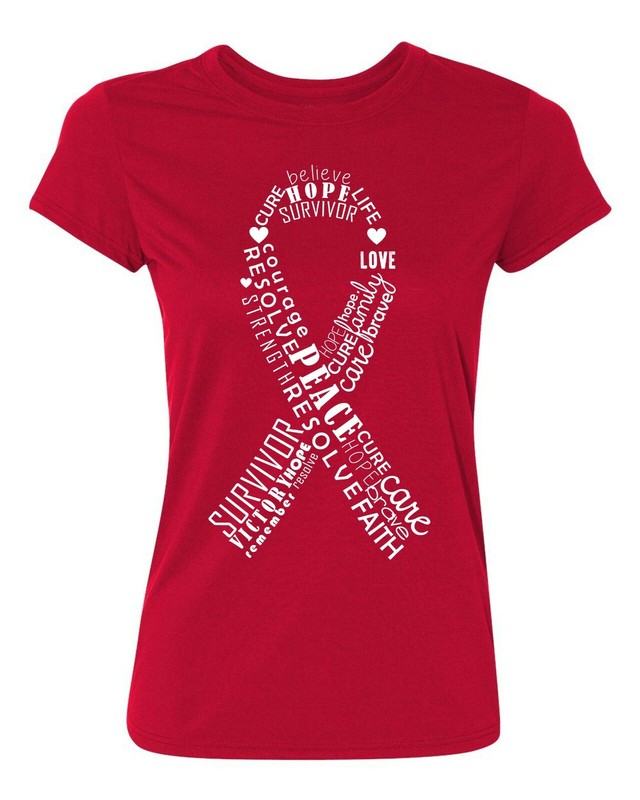 Ribbon Word Clouds White - Breast Cancer Awareness Support Women's T-Shirt