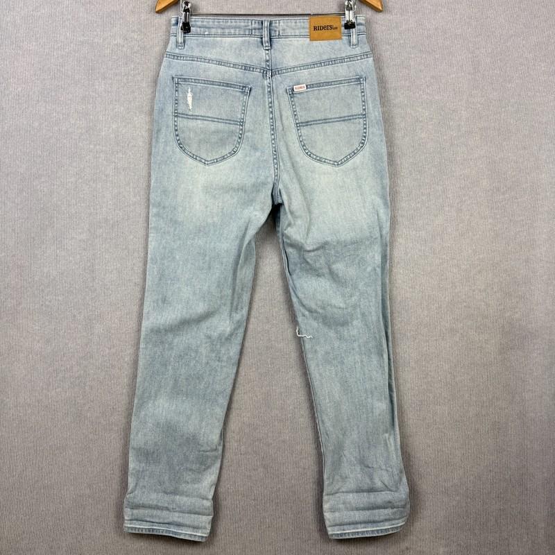 Riders By Lee Jeans Womens 11 Light Blue Hi Moms Distressed Stretch