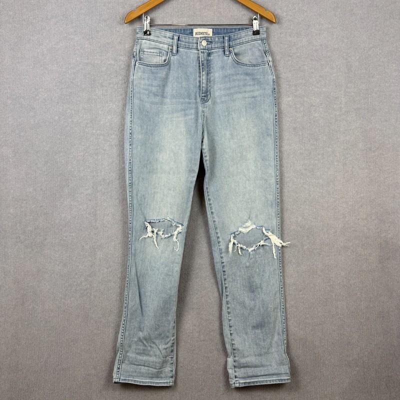 Riders By Lee Jeans Womens 11 Light Blue Hi Moms Distressed Stretch