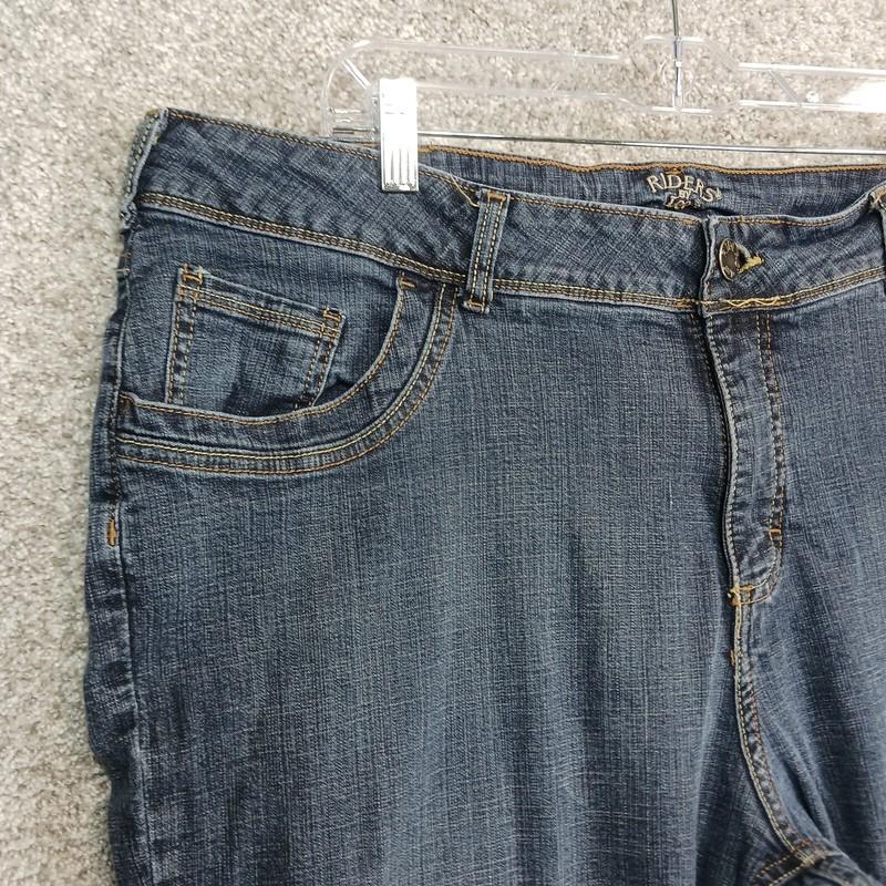 Riders By Lee Jeans Womens 22W Blue Dark Wash Curvy Stretch Bootleg Embroidered