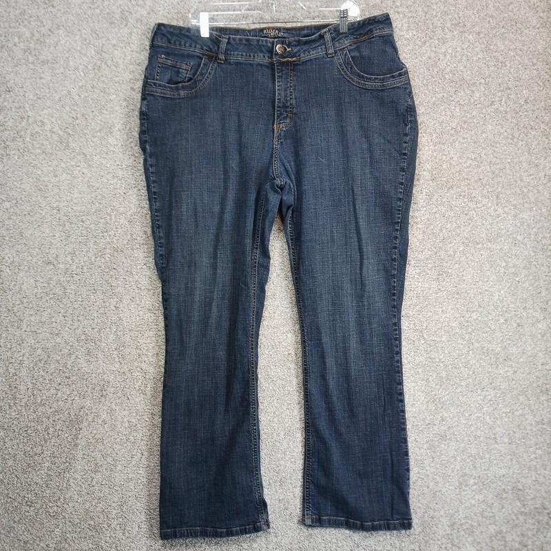 Riders By Lee Jeans Womens 22W Blue Dark Wash Curvy Stretch Bootleg Embroidered