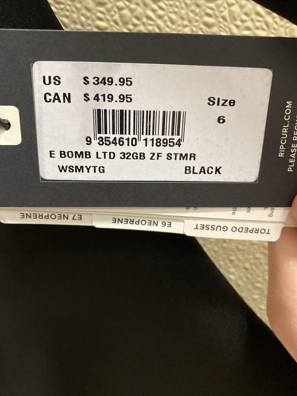 RIP CURL E7 Limited Edition E-Bomb 3/2mm Zip Free Women’s Wetsuit Size: 6