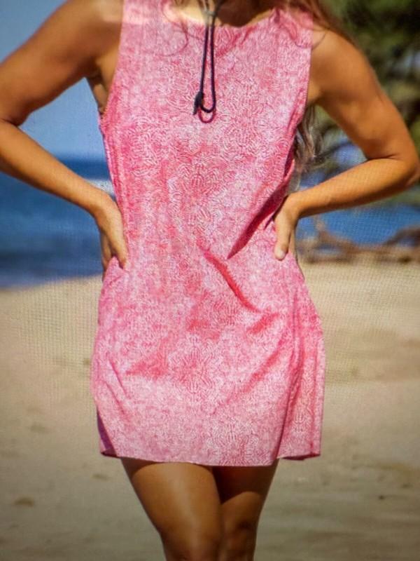 Rip Skirt Dress W Pockets Women’s Size L Pink Casual Beachy Spring Hawaii NWT