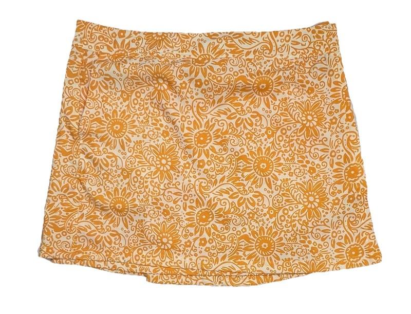 RIPSKIRT HAWAII Womens L Yellow Cream Floral Wrap Skirt Lightweight Cover-Up