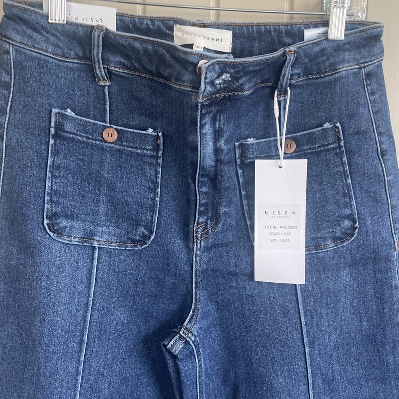 Risen 13/31 Dark Jeans With Front Pockets And Seams