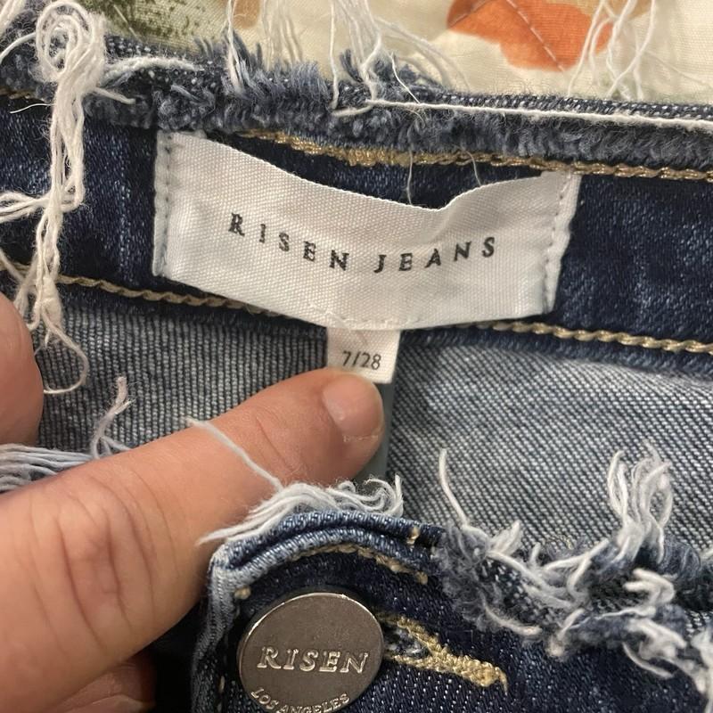 Risen High Waist Wide Leg Frayed Hem Women’s Jeans Size 7/28