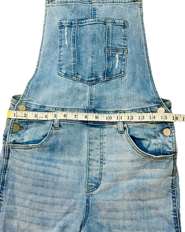 Risen Overalls Distressed Denim Bootcut Bibs Medium Wash Women's Size XL (8/10)