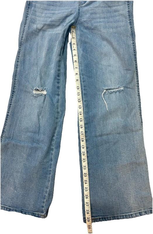 Risen Overalls Distressed Denim Bootcut Bibs Medium Wash Women's Size XL (8/10)