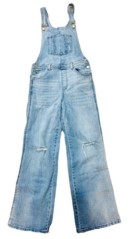 Risen Overalls Distressed Denim Bootcut Bibs Medium Wash Women's Size XL (8/10)