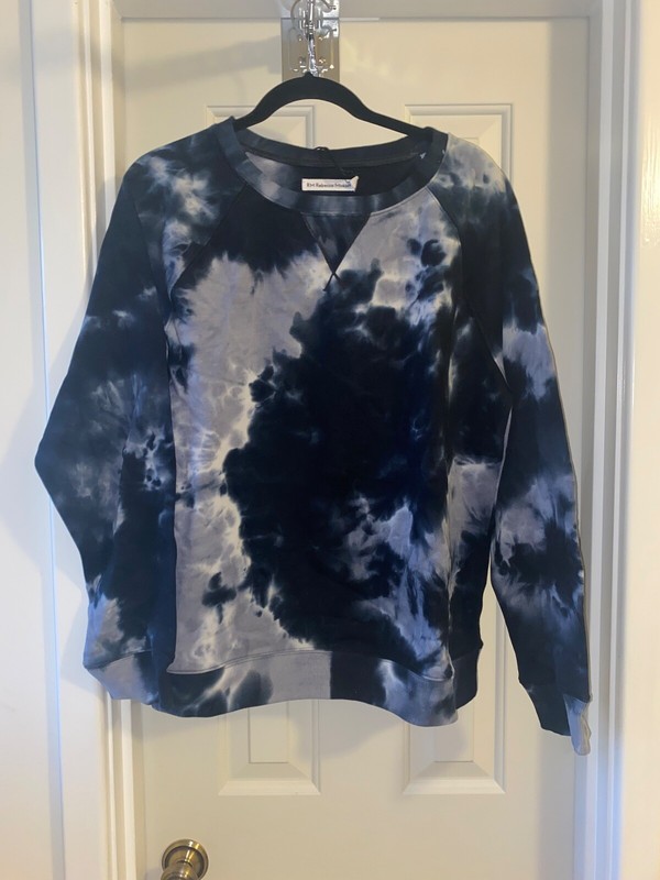 RM REBECCA MINKOFF Terry Crew Pullover BLACK TIE DYE sz LARGE