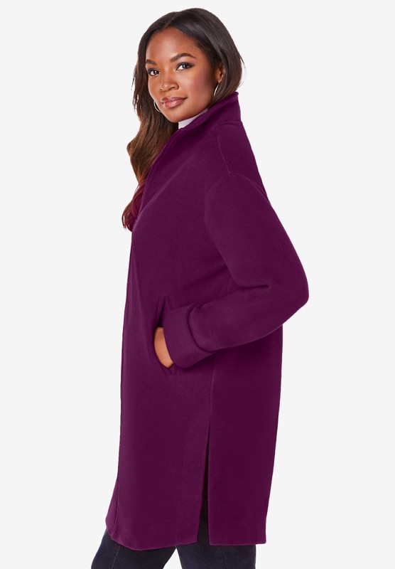 Roaman's Women's Plus Size Plus Size Fleece Driving Coat