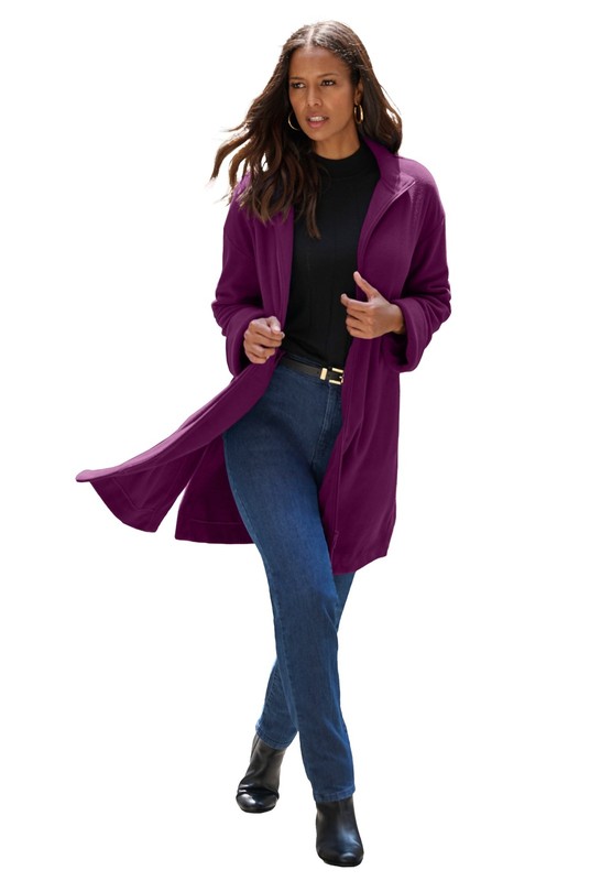 Roaman's Women's Plus Size Plus Size Fleece Driving Coat