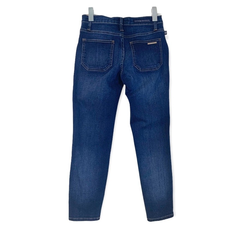 Rock & Republic Dark Wash Mid Rise Zipper Skinny Ankle Jeans Women's Size 2