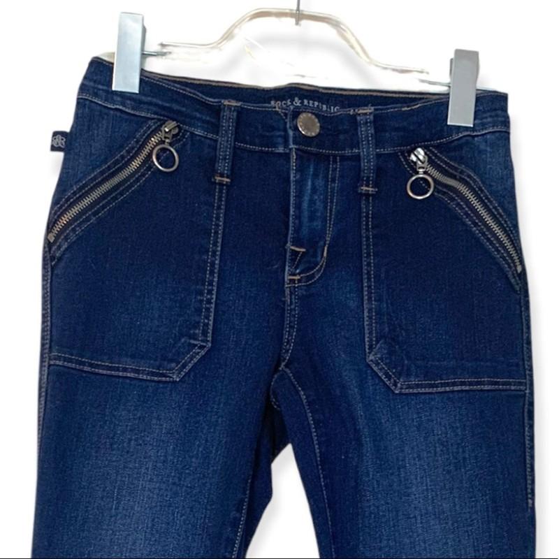 Rock & Republic Dark Wash Mid Rise Zipper Skinny Ankle Jeans Women's Size 2