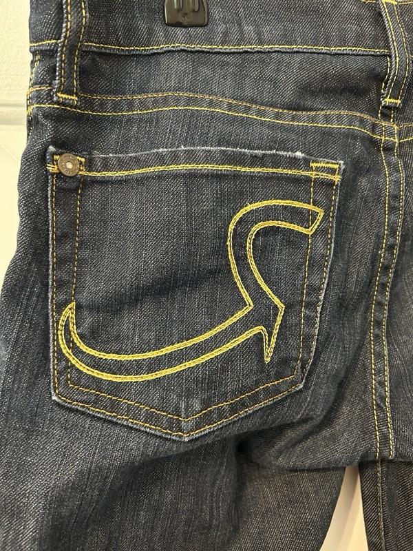 Rock & Republic Roth Jeans Women's 27x33 Blue Low Rise Flared Denim Dark Wash