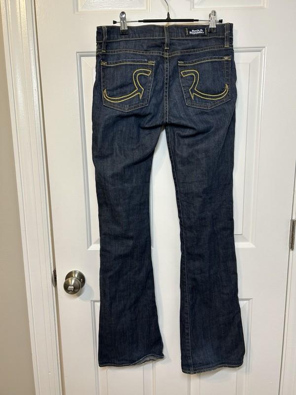 Rock & Republic Roth Jeans Women's 27x33 Blue Low Rise Flared Denim Dark Wash