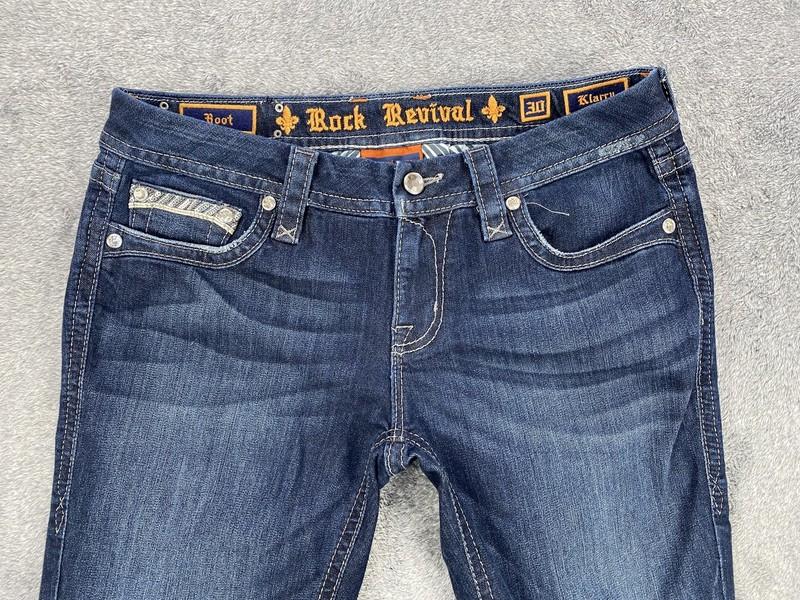 Rock Revival Jean Womens 30 Blue Bootcut Klarry Embellished Stretch Thick Stitch