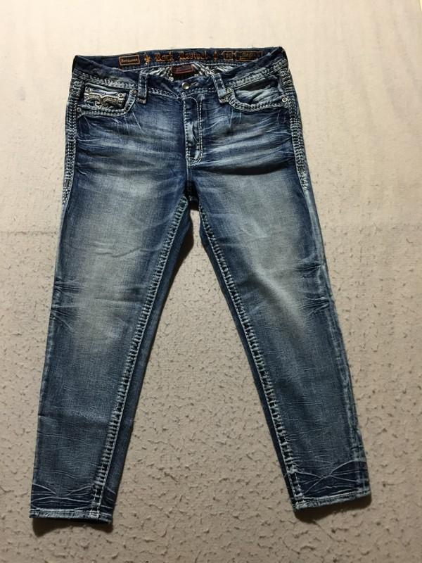 Rock Revival Rosewood Jeans Womens 34 Mid-Rise Ankle Skinny Flap Pockets Blue