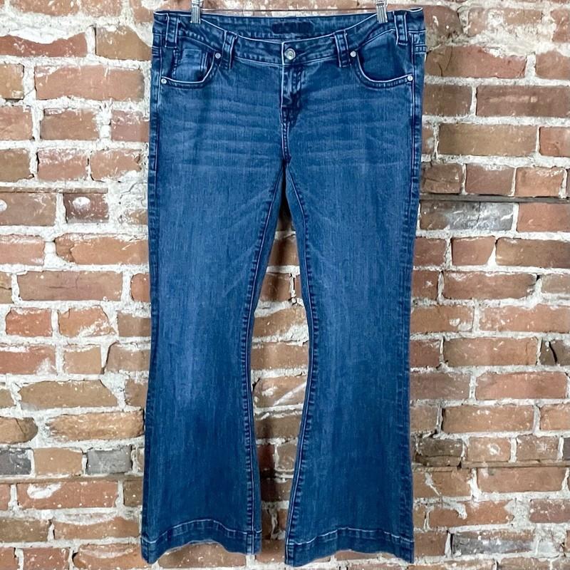 Rock & Roll Cowgirl Boot Flare Trouser Low Rise Dark Stretch Jeans Womens 36x34